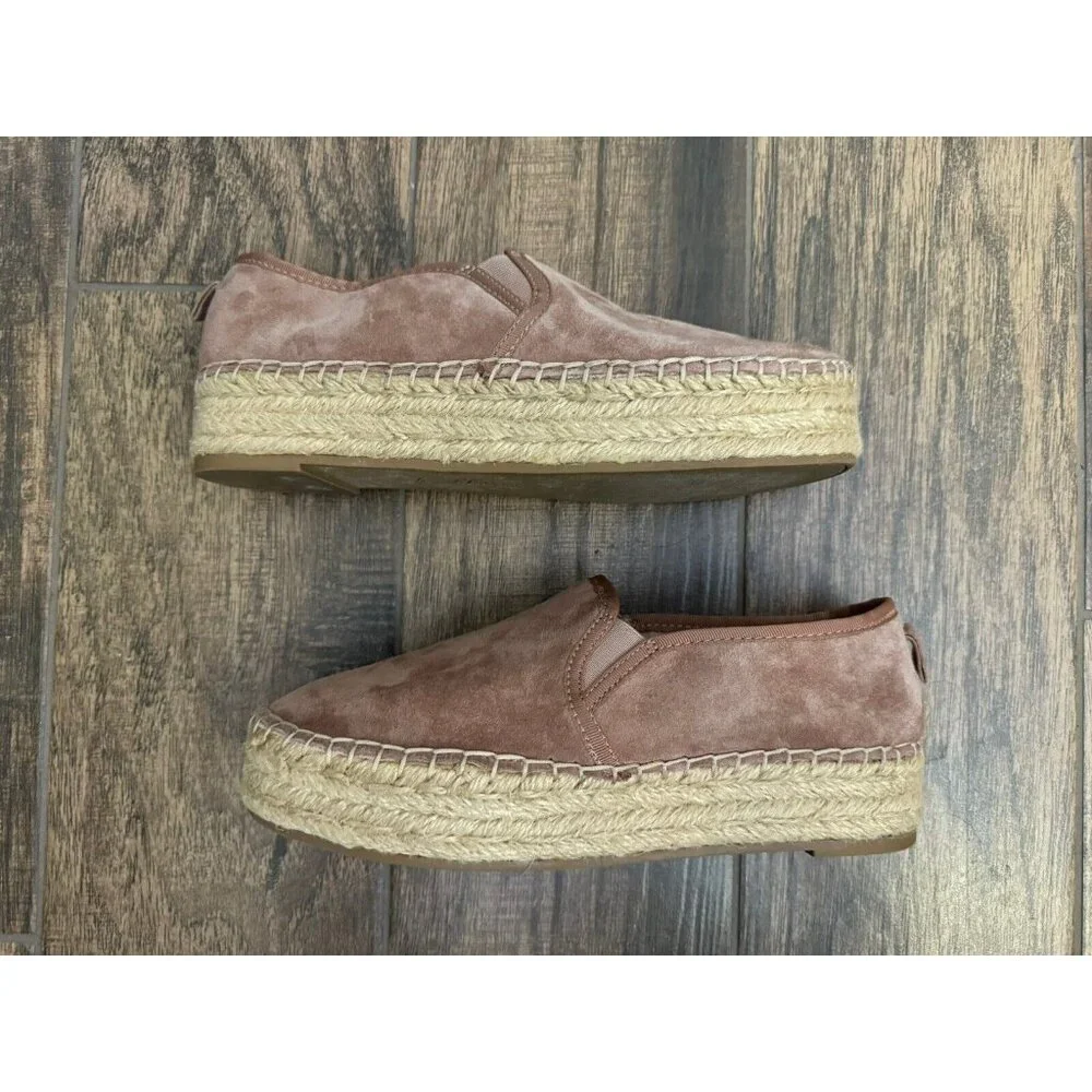 Sam Edelman Size 7.5M Carrin Pink Velvet Espadrille‎ Platform Shoes Comfort